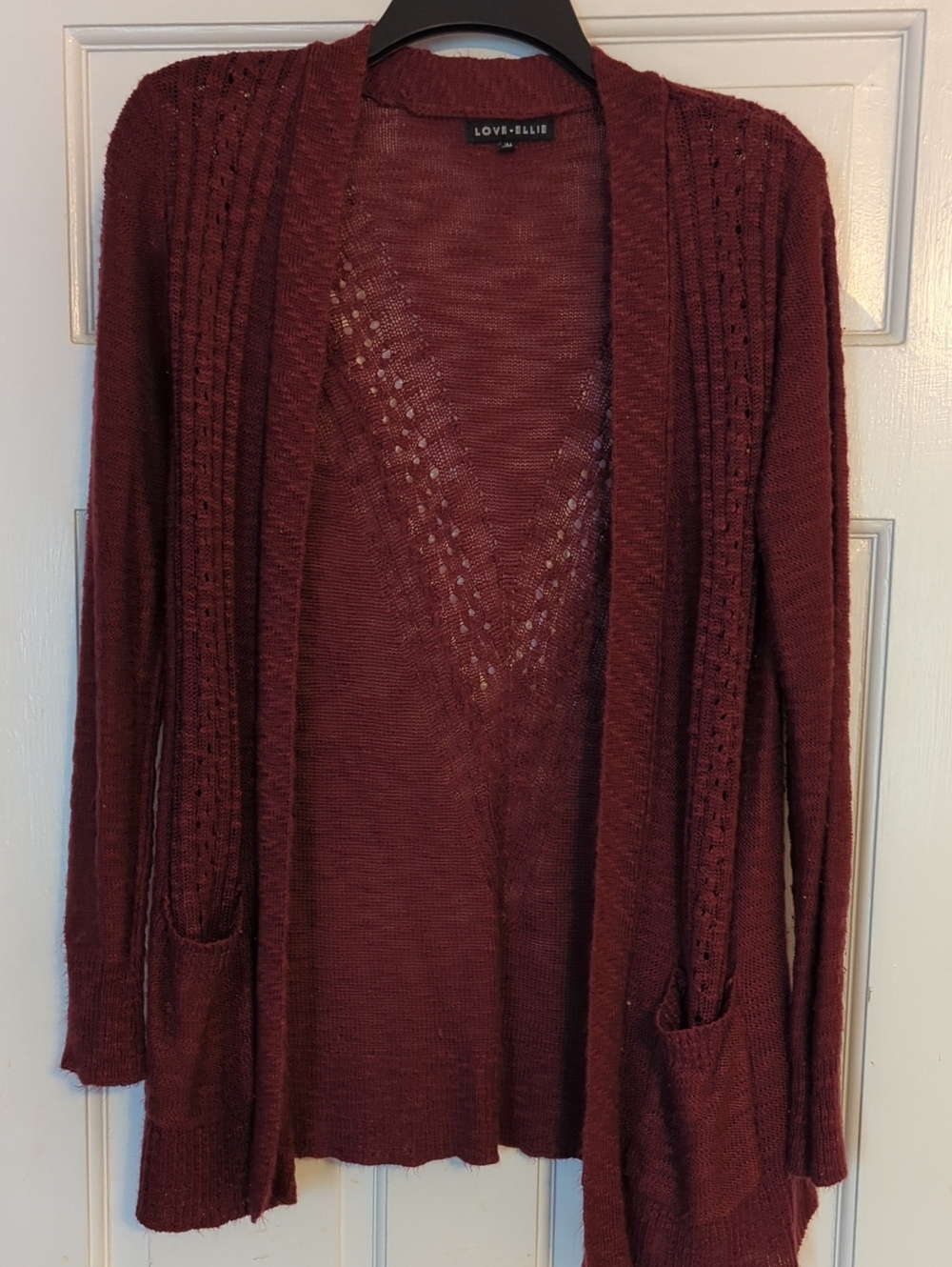 BOGO 💚 Love + Bliss Women's Burgundy Open-Front Knit Cardigan Sweater